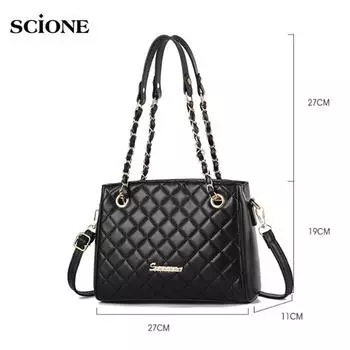 SCIONE женская сумка новая сумка с бриллиантовой цепочкой дикая модная сумка через плечо большая сумка-мессенджер 27cm*11cm*46cm чёрный