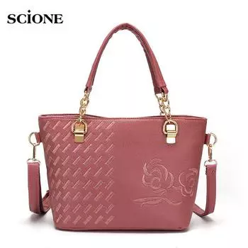 SCIONE женские сумки 2020 новая сумка через плечо модная женская сумка с вышивкой на цепочке 25cm*12cm*39cm чёрный