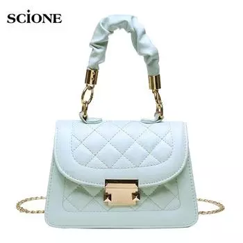 SCIONE Женские сумки 2020 Популярная модная сумка-мессенджер с цепочкой Красная портативная маленькая квадратная сумка 19cm*7cm*13cm чёрный