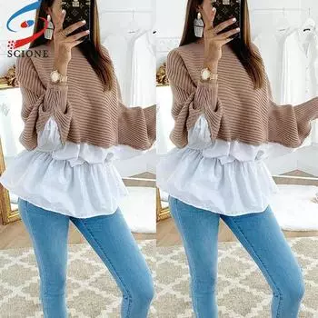 SCIONE женский осенний пуловер, модный сексуальный топ с талией, одинаковый цвет, круглый вырез, топы с длинными рукавами S красный