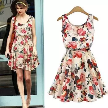 Scione Женское шифон платье Лето Без рукавов Цветочный Плюс Размер Длинная юбка Женское платье S жёлтый