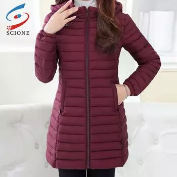 SCIONE Зимняя куртка Женщины Зимняя и осенняя одежда Parkas Зимние куртки Верхняя одежда Женщины Длинные пальто 7XL темно-зеленого