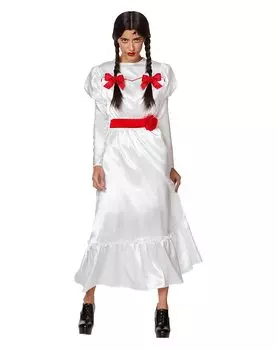 SCLYX Аннабель Косплей Аннабель Платье Проклятая кукла One Piece Ужасы Ужасы Триллер Аннабель Заклинание Кукла Косплей Аннабель Смерть Кукла Рождение