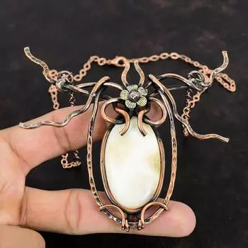 Scolecite Gemstone Necklace Copper Wire Wrapped Necklace Adjustable Chain Necklace Handmade Copper Jewelry Designer Necklace Gift For Mother