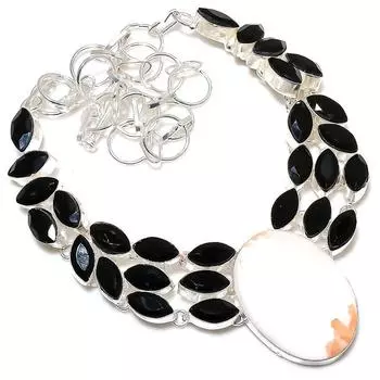 Сколецит ручной работы из серебра 925 пробы с драгоценным камнем, ожерелье 18 дюймов P5e54 белый