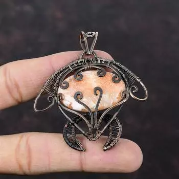 Scolecite Pendant Copper Wire Wrapped Pendant Tortoise Jewelry Handmade Gemstone Pendant Copper Wire Jewelry Birthstone Pendant Gift For Mom