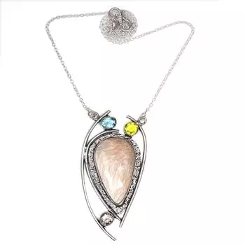 Scolecite Shell Smoky Gemstone Mother s Day Silver Jewelry Necklace 20 in