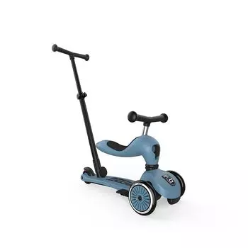 Scoot and Ride Highwaykick 1 Push Go регулируемый, легкий и прочный - 2-в-1 ON&ER, ручка, преобразование в один клик, нескользящая подножка, - сталь.