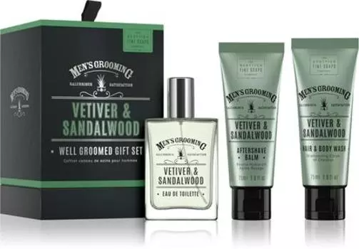 Scottish Fine Soaps Well Groomed Gift Set Vetiver & Sandalwood coffret cadeau pour homme TU прозрачный