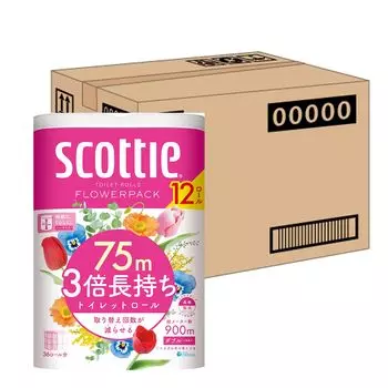 Scotty Flower Pack 3x Longer Lasting Toilet 12 Rolls 75m Double White x 4 Packs [продажа коробок] белый