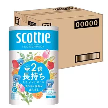 Scotty Flower Pack Double Roll рулоны для 24 туалетных принадлежностей 100 м Single White x 4 упаковки [Распродажа коробок] (12 рулонов) белый