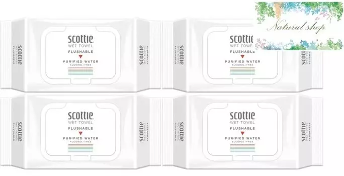 Scotty Wet 80 листов x 4 320 листов в салфетках для рук и тела, смываемых водой, толстых, больших размеров, всего, кислотные, салфетки, салфетки, безалкогольные,