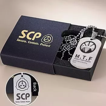 SCP Foundation Peripheral Logo Necklace MTF Mobile Task Force Nine Tail Fox Red Right Hand Decorative Pendant Titanium Steel Abyss Feeding-Bronzing Boxed