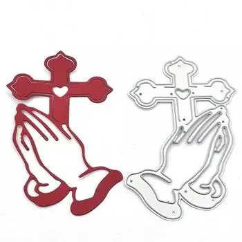 Scrapbookdiy Вырубные штампы из углеродистой стали Детский шаблон для тиснения своими руками Пасхальный крест-хлопок серебряный