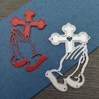 Scrapbookdiy Вырубные штампы из углеродистой стали Детский шаблон для тиснения своими руками Пасхальный крест-хлопок серебряный