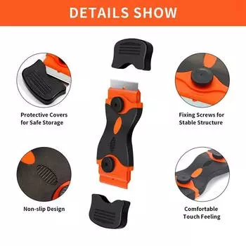 Scraper for Car Glass with Blades Window Glass Glue Sticker Remover Razor Blade Scraper To Clean Ceramic Hob Auto Squeegee Tool 1 PC