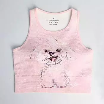 [Scrawl Puppy] Golf Stretch Comfortable Vest Women Fitness Exercise Yoga Clothes Cartoon Beauty Back One-Piece Cup Scribbled puppy S