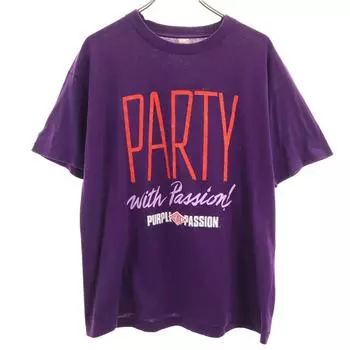 SCREEN STARS 90-х Старая футболка с коротким рукавом Фиолетовая Одинарная строчка принт на спине Мужская Б/у