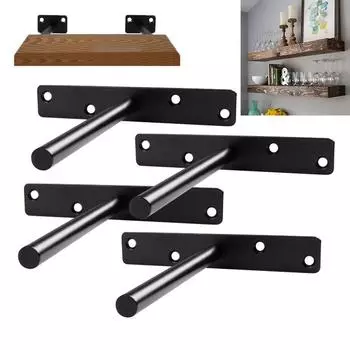 Screw Mounting Plate Floating Hidden Wall Shelves Supports Metal Brackets Shelf Bracket Concealed White-2 Holes-150mm