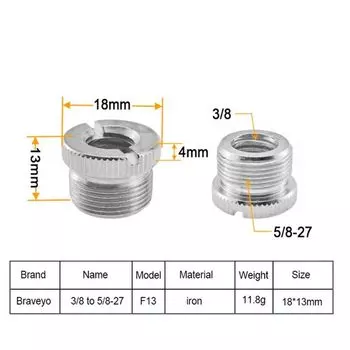 Screw Nut Microphone Stand Screw 5/8-27 to 3/8-16 Mic Stand Adapter Photo Studio F13