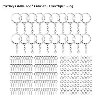 Screw Pins Eye Metal Bulk Split Key Ring Set For Diy Resin Keyring Art Craft Silver