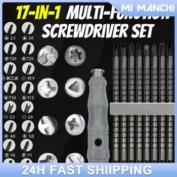 Screwdriver Assembly Magnetic Double Head Screwdriver Bits Hand Tool Screwdriver Set Multifunctional 17-in-1 Small 13 In 1 Set серый