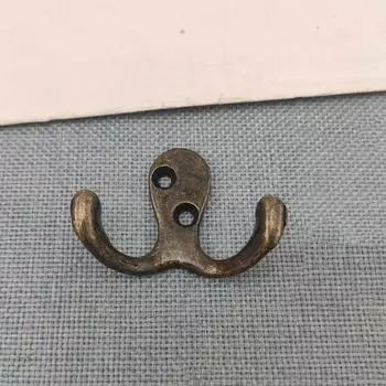 Screws Bags Hat Wall Mounted Double Prong Heavy Item Robe Hook Home Hardware Coat Hook Cloth Hanger Bronze S