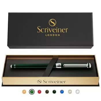 Scriber Green Rollerball Very Dark British Racing Green Luxury Chrome Schmidt Ink Лучший подарочный набор ручек-роллеров для мужчин Executive For a Great Pen