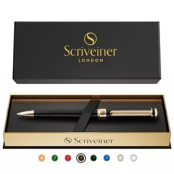 Scriveiner Ballpoint Finest 24K Gold Schmidt Black Лучшая шариковая ручка в подарок, идеальная для офиса, черная лаковая шариковая ручка, ручка, отделка, стержень, набор,