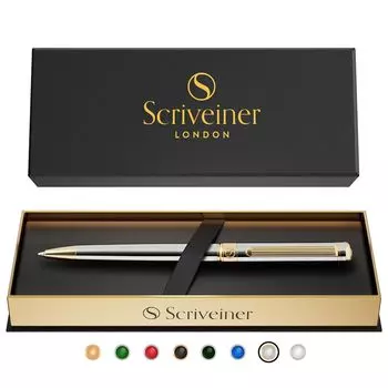 Scriveiner Ballpoint Finest 24K Gold Schmidt Black Лучшая шариковая ручка в подарок, идеально подходит для офиса, серебристая хромированная шариковая ручка, ручка, отделка, стержень, набор,