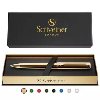 Scriveiner Ballpoint Finest 24K Gold Schmidt Black Лучшая шариковая ручка в подарок, идеальная для офиса, золотая ручка, потрясающая роскошная ручка, отделка, сменный стержень, набор, золотой