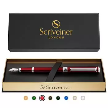 Scriveiner Finest Premium перьевая ручка Привлекательная красота хромированная отделка Schmidt перо Идеально подходит для мужчин и женщин Профессиональное рабочее место руководителя Элегантный