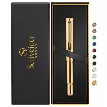 Scriveiner Heavy Gold Ballpoint Award, роскошная карманная ручка с 22-каратным золотым покрытием, немецкая лучшая ручка Schmidt для письма повседневного использования, подарок, отличная офисная ручка золотой