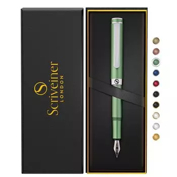 Scriveiner Luxury EDC перьевая ручка Nice Matte Green Pocket Chrome Schmidt Лучший пишущий инструмент в подарок для мужчин Nice Office Designer Pen (Тонкая точка),