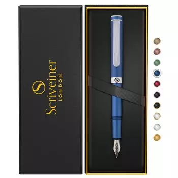 Scriveiner Luxury EDC перьевая ручка Nice Matte Blue Pocket Chrome Schmidt Лучший пишущий инструмент в подарок для мужчин Nice Office Designer Pen (Средняя точка),