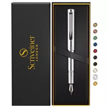 Scriveiner Luxury EDC перьевая ручка Великолепная тяжелая карманная ручка с хромированным покрытием Schmidt German Nib Converter Лучшая ручка для письма Подарочный набор Красивый стильный офис