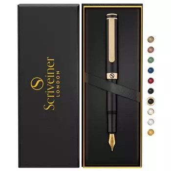Scriveiner Luxury EDC перьевая ручка великолепная матовая черная карманная ручка 2 хромированная отделка Schmidt немецкий перо конвертер лучшая ручка для письма подарочный набор хороший стильный