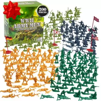 SCS Direct Piece Set of Army Soldiers Вторая мировая война Big Bucket Army Men Action Figures Soldiers 200+