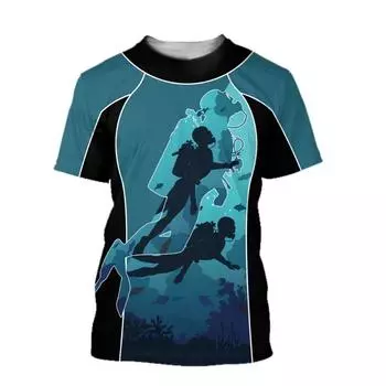 Scuba Diving 3D Print T-shirt Summer Boys Grils Fun T Shirts Fashion Short Sleeve Oversized Harajuku Streetwear Unisex Top S