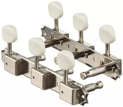 Тип Scud Kluson, белый пластик, 3 ряда, никель 2052NS, штифт, ручка,