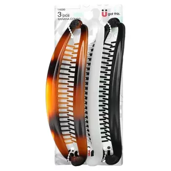 Scunci, банановые булавки, разные цвета, упаковка 3 шт.