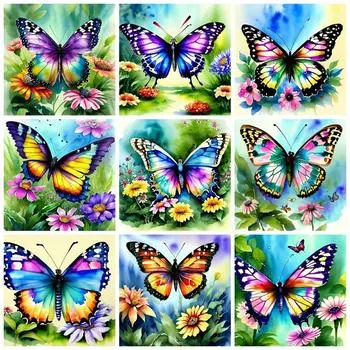 Сделай сам Алмазная картина Мозаика Бабочка Полный квадрат/круг Вышивка крестом Животное Маргаритка Кристалл Домашний декор Full Round 20x20CM