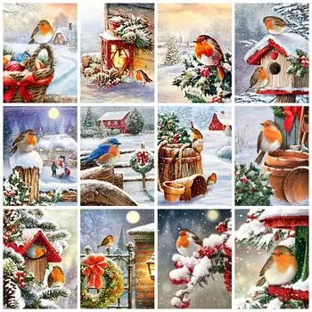 Сделай сам Алмазная картина Птица Снежный пейзаж Полная квадратная/круглая вышивка Мозаика Животное Домашний декор Full Round 20x30CM