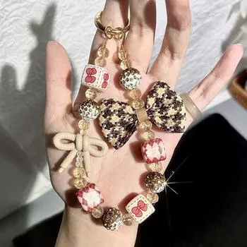 Сделай сам, цепочка для телефона в виде банта, шнурок для мобильного телефона, роскошная короткая подвесная цепочка, расшитая вручную бисером, подвеска для ношения на руке