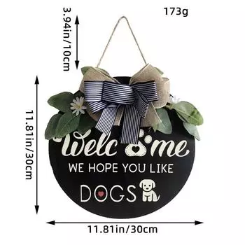 Сделай сам Деревянная круглая табличка для дома Клетчатый бант Листинг Дом Стена Приветственное украшение Венок Украшение двери K2-20 striped knot dog model