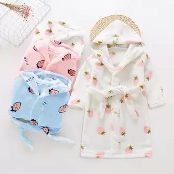 Сделай сам для малышей, мальчиков и девочек, мультяшные халаты, фланелевый ночной халат, одежда для сна 100 синий