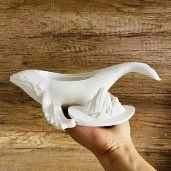 Сделай сам гипсовый цемент ароматерапевтическая свеча чашка с крышкой 3D кит океан резервуар для хранения гипсовое зеркало силиконовая форма креативное украшение