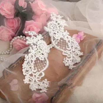 Сделай сам Художественная Невеста Аксессуары Для Одежды Свадебное Платье Кружева Аппликация Патч Кружевная Ткань Вышивка белый