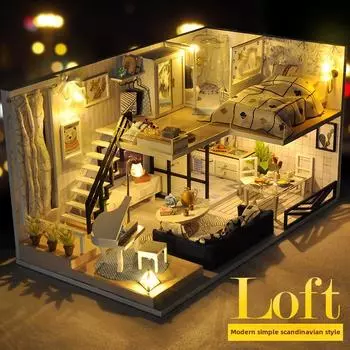 сделай сам. Игрушечная модель «Хижина», собранная вручную — креативный подарок на день рождения и Рождество Time Light + Dust Cover