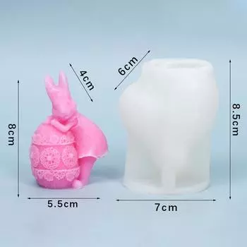 Сделай сам Милый кролик Инструмент для изготовления свечей Пасхальное яйцо Мыло Кристалл Силиконовая форма Ароматизированная свеча Декор Животное Роспись Гипсовая кукла Подарок AVE C
